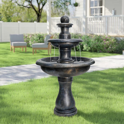 antique black water fountain 3-tier concrete outdoor fountain for garden patio