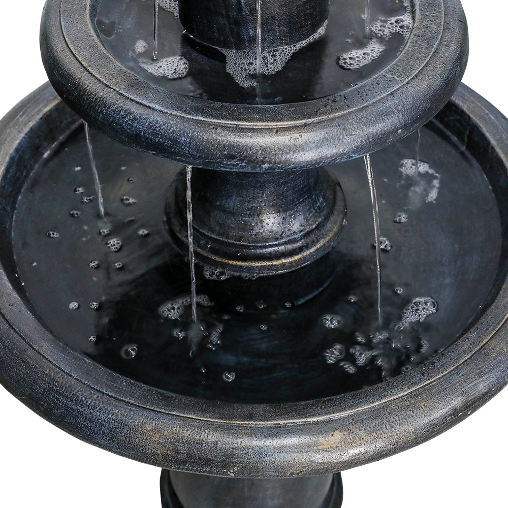 3-Tiered  Outdoor  Antique Black Garden Fountain-45.2&quot;H