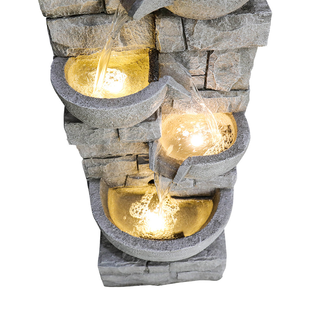 39&quot; H-Simulated Stone Outdoor Fountain with LED Lights