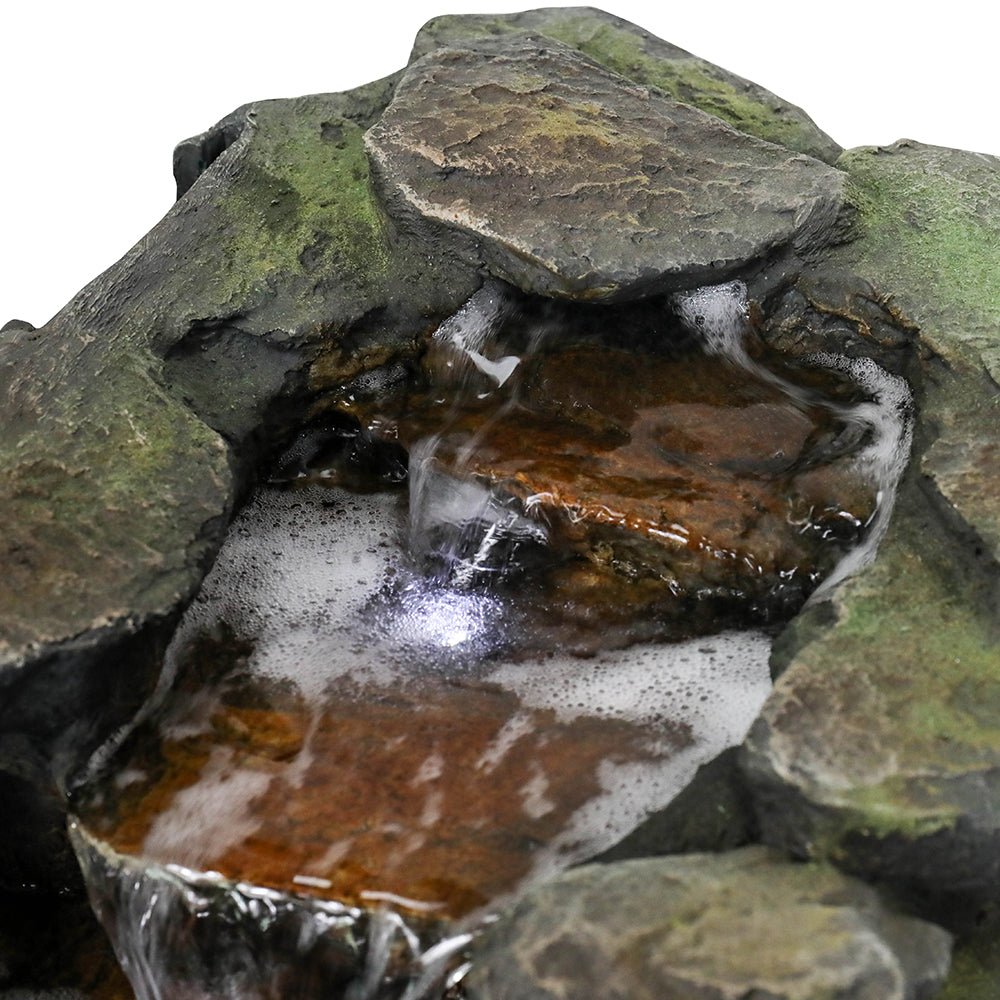 3 Tier Simulated Slate Waterfall Outdoor Fountain with LED Light