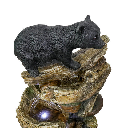 39.3&quot;H-Two Bears Playing Garden Outdoor Fountain with LED Lights