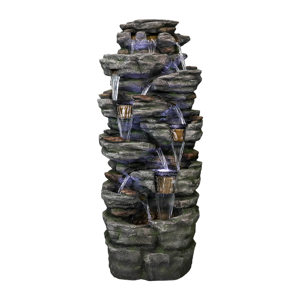 47.2&quot;H 9-Tiered  Rock Outdoor Fountain with LED Lights