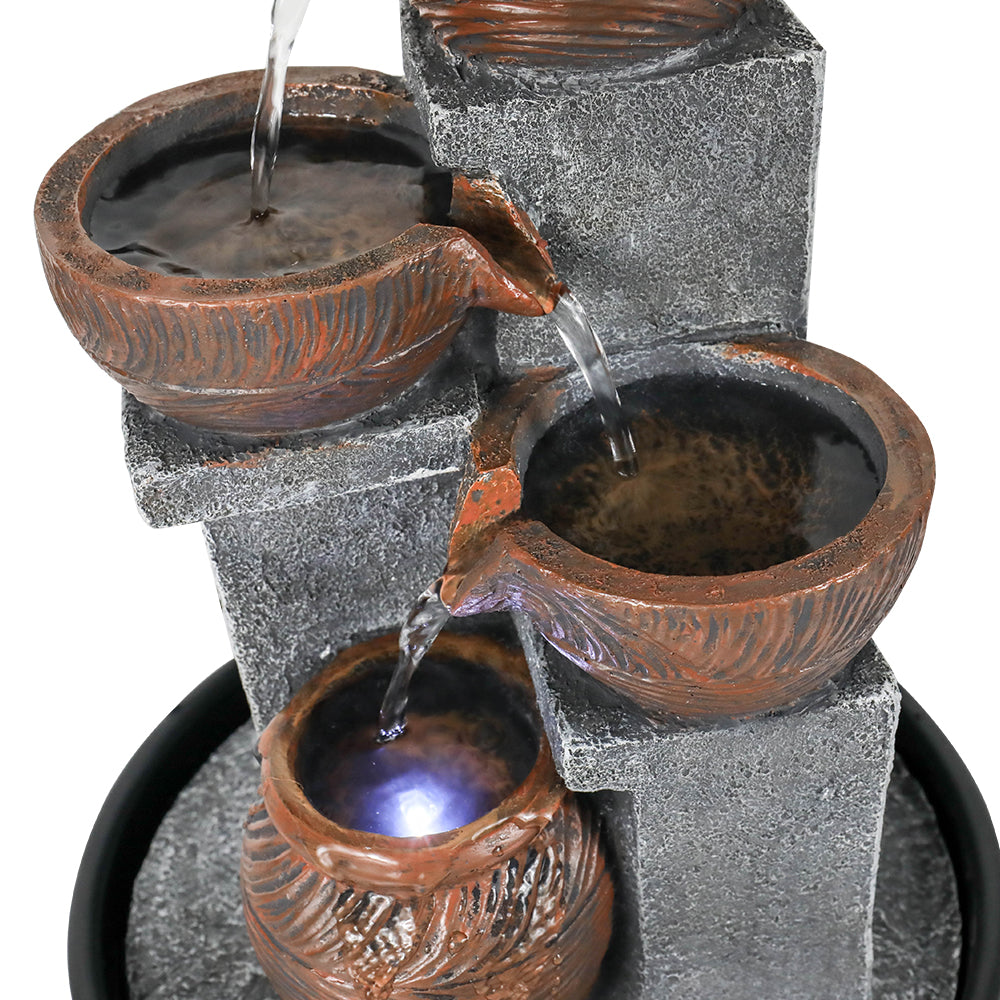 4-Tiered Indoor Tabletop Fountain with LED Light-15.7“H