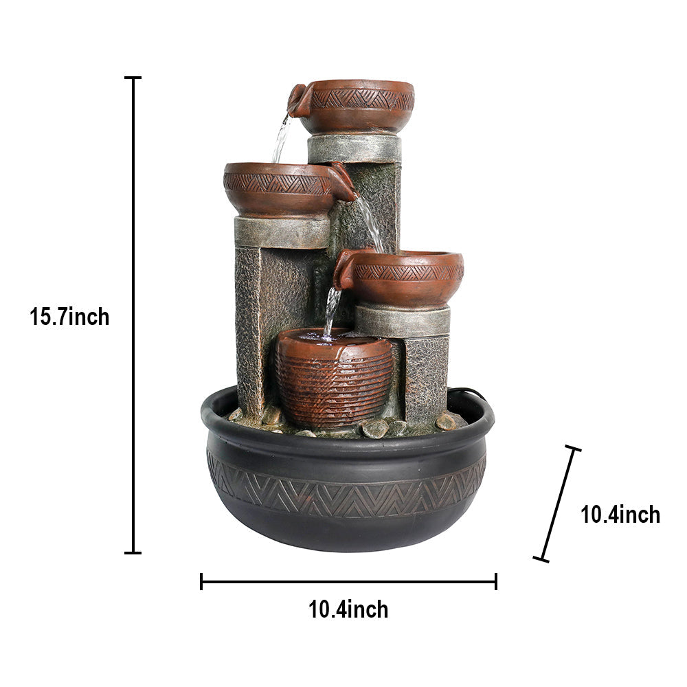 Resin Indoor Tabletop Fountain with LED Light-15.7&quot;H
