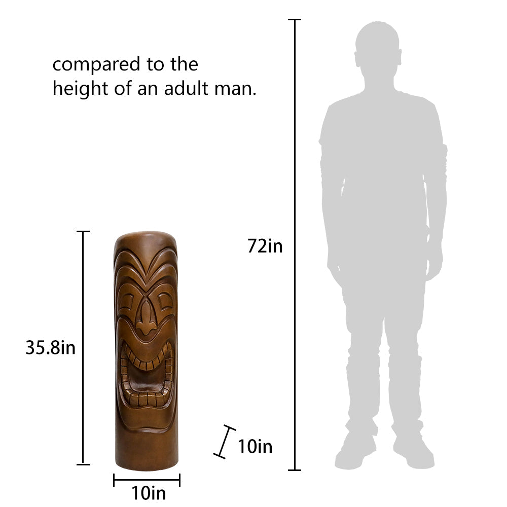 35.8“H-Cement Tiki Totem decoration suitable for indoor/outdoor